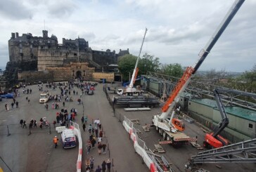 Tadano all terrain cranes set up stands for storied festival in Edinburgh