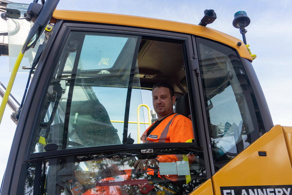 Flannery Operator Alex Moraru finds the new Volvo EWR130E wheeled excavator from SMT GB so comfortable he would drive it home if he could.